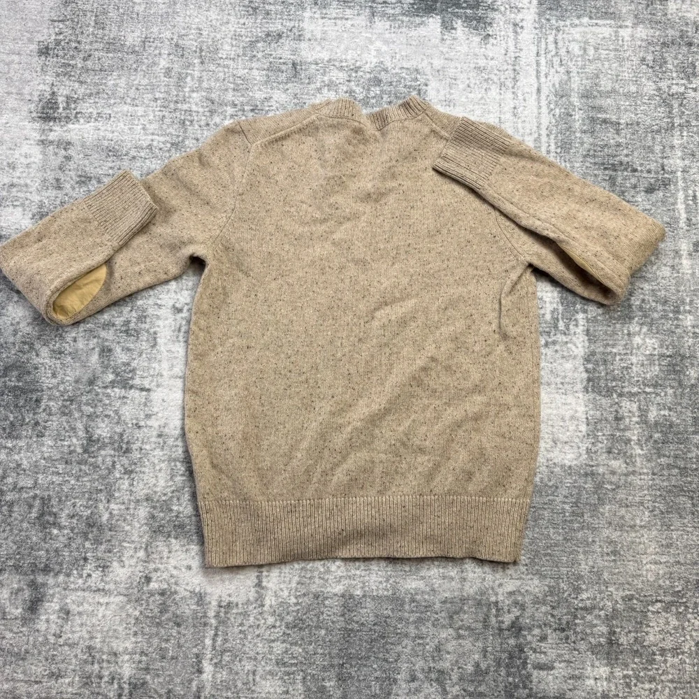 J Crew Sweater Mens Medium Beige Donegal Lambswool Elbow Patch Speckled Marled